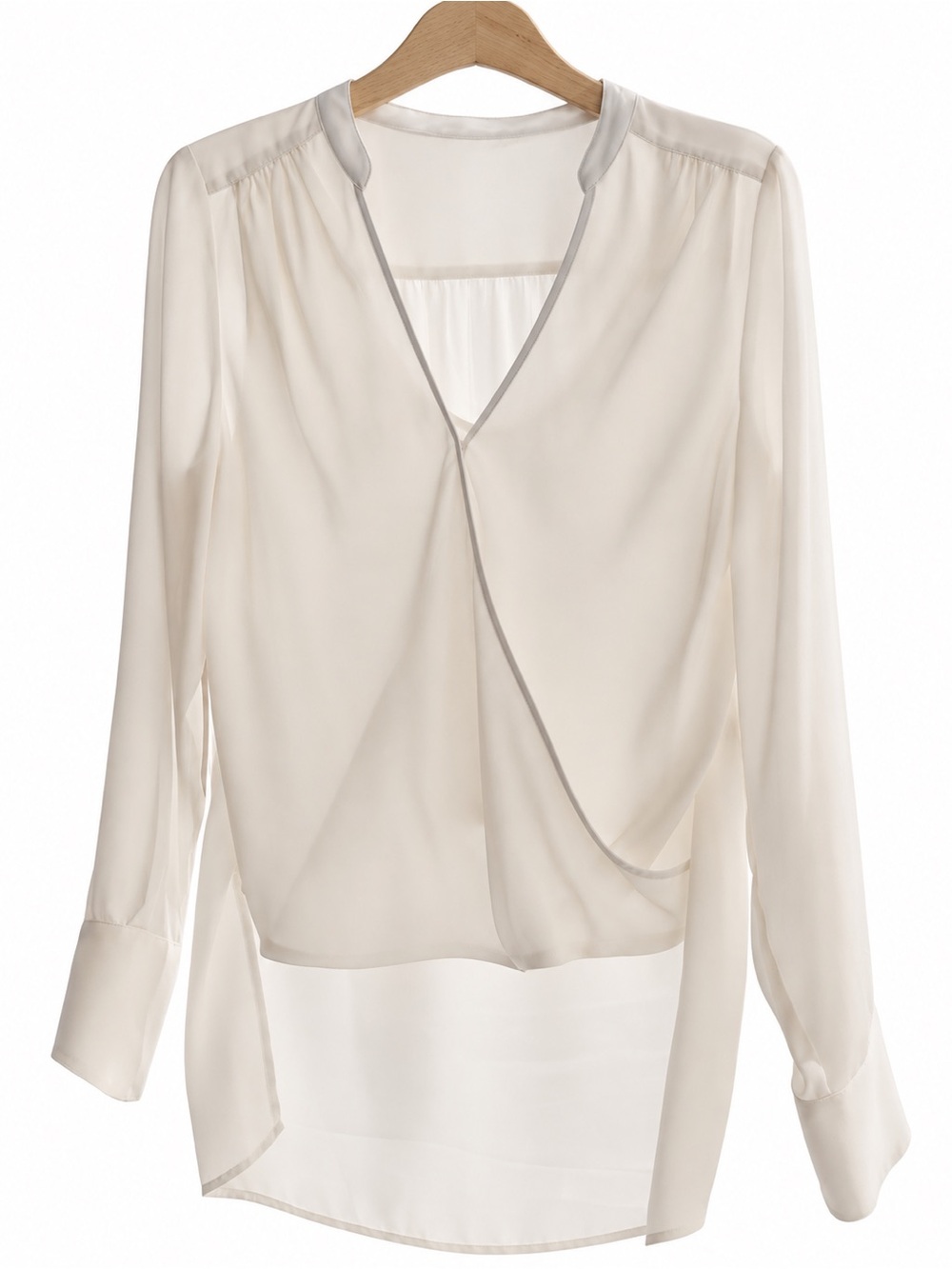 BCBG Cream Draped Surplice Blouse